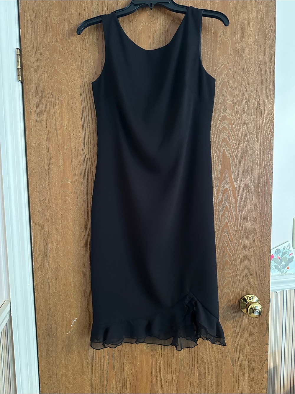 Donna Ricco Black Sleeveless Ruffle-Hem Cocktail Dress